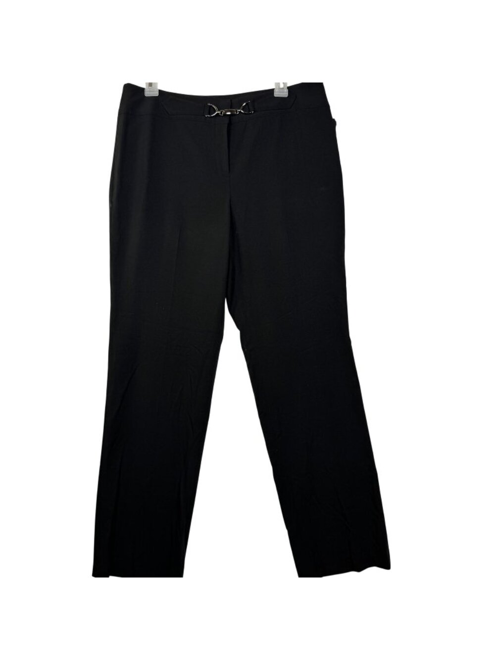 Style & Co Black Straight Leg Pants Stretch Fabric Back Button Pockets 10 NWT